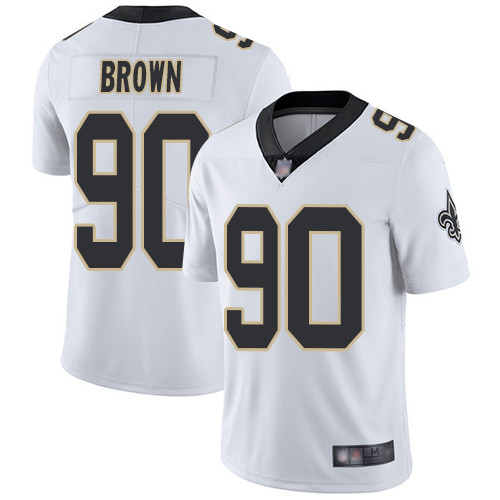 Men New Orleans Saints Limited White Malcom Brown Road Jersey NFL Football 90 Vapor Untouchable Jersey